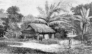 Dorf im Tal von Colombo, Sri Lanka (Stich) von Adolph Hermann & Robert (after) Schlagintweit