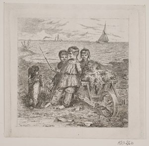 Kinder dressieren einen Hund von Johan Adolph Kittendorff
