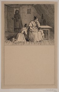 Eine arme Familie. Nr. 25 in Chr. Winther und M. Rørbye, "25 Bilder für kleine Kinder" von Johan Adolph Kittendorff