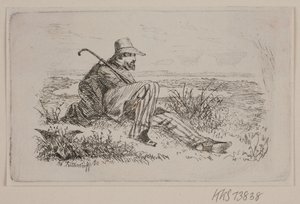 Ein sitzender Wanderer
