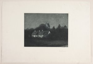 Mondscheinnacht im Dorf Borup von Adolph Larsen