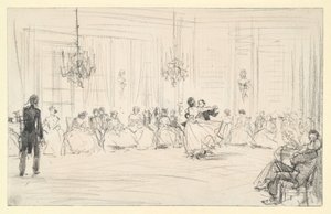 Ballgesellschaft und ein tanzendes Paar von Adolph Menzel