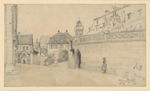 Bamberg. Domplatz zwischen Domplatz 1 und Domkranz nach Süden von Adolph Menzel