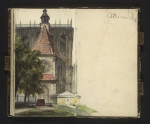 Blick auf das Portal des Meißner Doms von Adolph Menzel