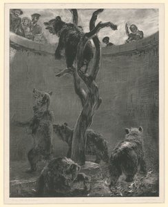 Der Bärenzwinger im Zoologischen Garten. Blatt 6 aus: Versuche mit Pinsel und Schabeisen, Heft 1 von Adolph Menzel