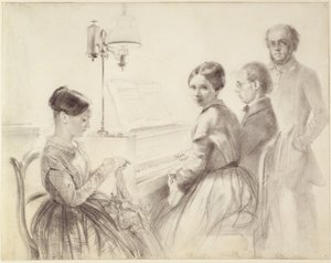 Familie am Flügel von Adolph Menzel