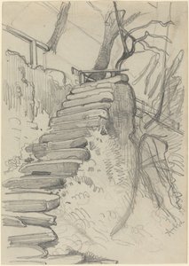 Steintreppe in einem Garten von Adolph Menzel