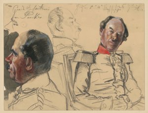 General der Infanterie Eduard von Peucker, Porträtstudien zu "Die Krönung Wilhelms I. in Königsberg" von Adolph Menzel