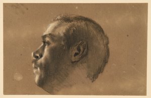 Männlicher Kopf im Profil nach links. Modellstudie zu "Friedrich und die Seinen bei Hochkirch" von Adolph Menzel