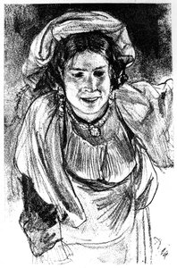 Studie eines italienischen Mädchens, um 1880-1882 von Adolph Menzel