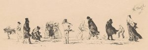 Ohne Titel (Figuren im starken Wind) von Adolph Menzel