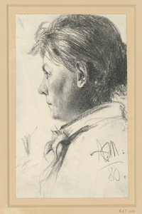 Weibliches Brustbild nach links von Adolph Menzel
