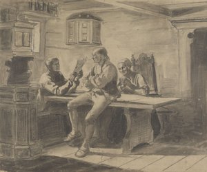 Mann, der für Frau und Mann liest von Adolph Tidemand