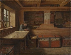 Altes Lagerhaus in Vikøy von Adolph Tidemand