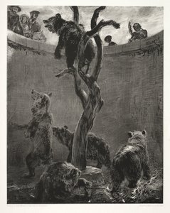 Essay über Stein mit Pinsel und Schaber: Die Bärengrube von Adolph Menzel