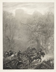 Essay über Stein mit Pinsel und Schaber: Der Gefangenentransport durch einen Wald von Adolph Menzel