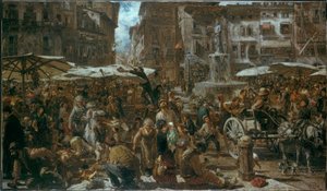 Piazza d’Erbe in Verona von Adolph Menzel