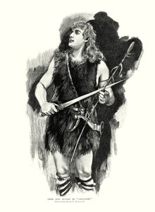 Deutscher Tenor Max Alvary als Siegfried in Richard Wagners Oper Die Walküre im Royal Opera House, Covent Garden, London (Lithografie) von Adolphe Birkenruth