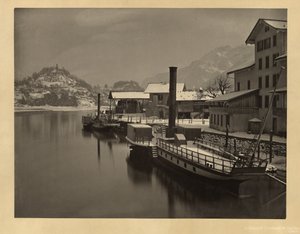 Dampfschiffe am Winterliegeplatz, Schweiz von Adolphe Braun