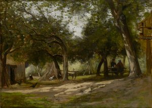Landschaft mit einem Bauernhof, 1830-1880 von Adolphe Felix Cals