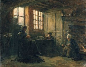 Frauen beim Leinenbrechen, Honfleur, 1877 von Adolphe Felix Cals