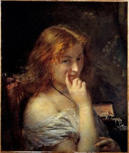 Junge Frau bei ihrer Toilette von Adolphe Felix Cals