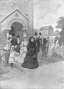 Das Leben von Königin Victoria in Osborne: Ihre Majestät in der Whippingham Kirche, ca. 1860er, 1901 von Adolphe Forestier