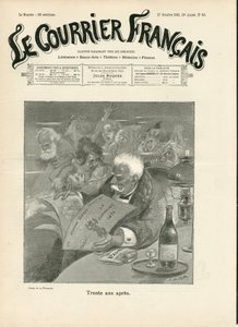 Titelblatt von „Le Courrier français“, Nummer 43, Satirisch in Schwarz-Weiß von Adolphe Leon Willette
