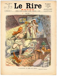 Cover von „The Red Laughter“, Satirisch in Farben von Adolphe Leon Willette