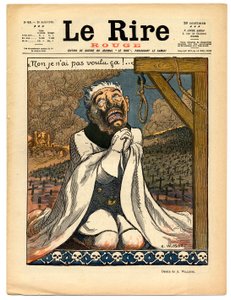 Cover von „Das Rote Lachen“, satirisch in Farben von Adolphe Leon Willette