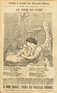 Illustration von Adolphe dit Willette (1857-1926) in Le Pelerin, 22/12/07 - Der Traum des Babys - Werbung, Mutterschaft - Engel von Adolphe Leon Willette