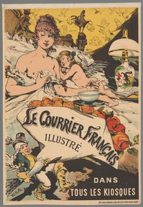 Werbeplakat: Le Courrier Français illustré in den Kiosken von Adolphe Leon Willette