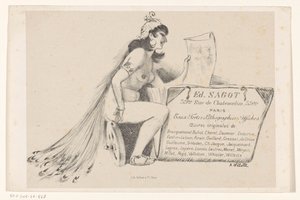 Visitenkarte des Druckhändlers Edmond Sagot in Paris von Adolphe Leon Willette