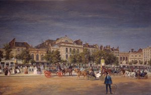 Gesamtansicht der Theater des Tempelboulevards vor dem Durchbruch des Boulevard Prince Eugene, Detail von L