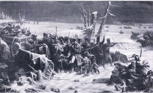 Marschall Ney unterstützt die Nachhut während des Rückzugs aus Moskau, Illustration aus Landmarks in European History, veröffentlicht von Gresham Publishing Co, ca. 1920 (Lithografie) von Adolphe Yvon