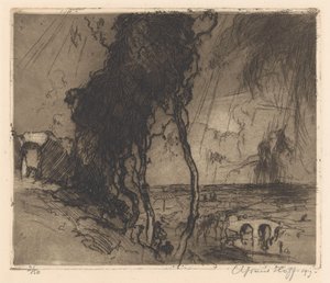 Landschaft mit Gewitterhimmel von Adriaan J. van 