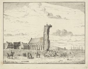 Eingestürzter Turm in Egmond aan Zee, 1741