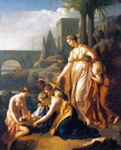 Moses aus dem Wasser gerettet, von Adriaen van der Werff (1659-1722), 75x60 cm, Öl auf Holz