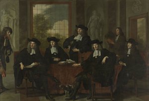 Die Aufseher des Collegium Medicum in Amsterdam, 1683 von Adriaen Backer