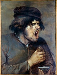 Der schlechte Arzt Ein Mann, der beim Trinken einer Medizin klettert. von Adriaen Brouwer