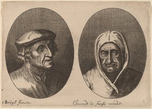 Köpfe eines Bauern und einer Bäuerin