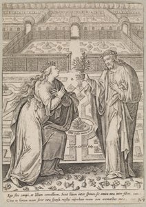 Christus und seine Braut, Ecclesia, in einem Garten von Adriaen Collaert
