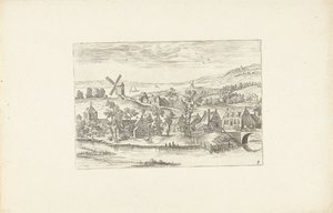 Landschaft mit einem Fluss und einer Windmühle von Adriaen Collaert
