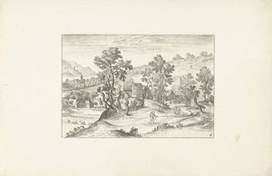 Landschaft mit Spaziergängern