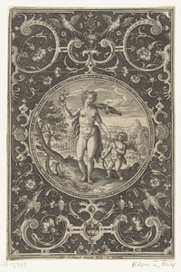 Medaillon mit Venus und dem Apfel des Paris in der Hand und Amor an ihrer Seite von Adriaen Collaert