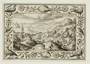 Hasenjagd, aus Landschaften mit Szenen aus dem Alten und Neuen Testament und Jagdszenen von Adriaen Collaert
