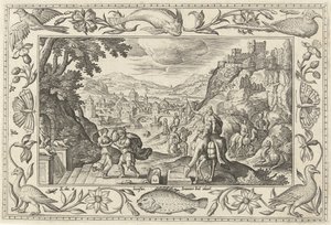 Rebekka und Eliëzer am Brunnen von Adriaen Collaert