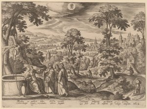 Christus und die Frau von Samaria von Adriaen Collaert after Hans Bol