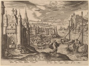 Jesus ruft die Apostel unter den Fischern von Adriaen Collaert after Hans Bol