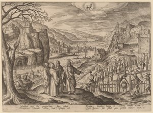 Das Gleichnis von den zwei Söhnen und den ungerechten Weingärtnern von Adriaen Collaert after Hans Bol